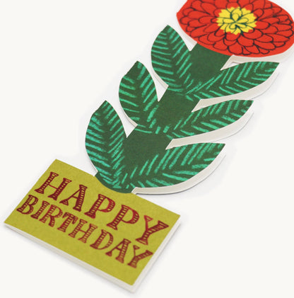 Cheery Red Flower Happy Birthday Card with envelope