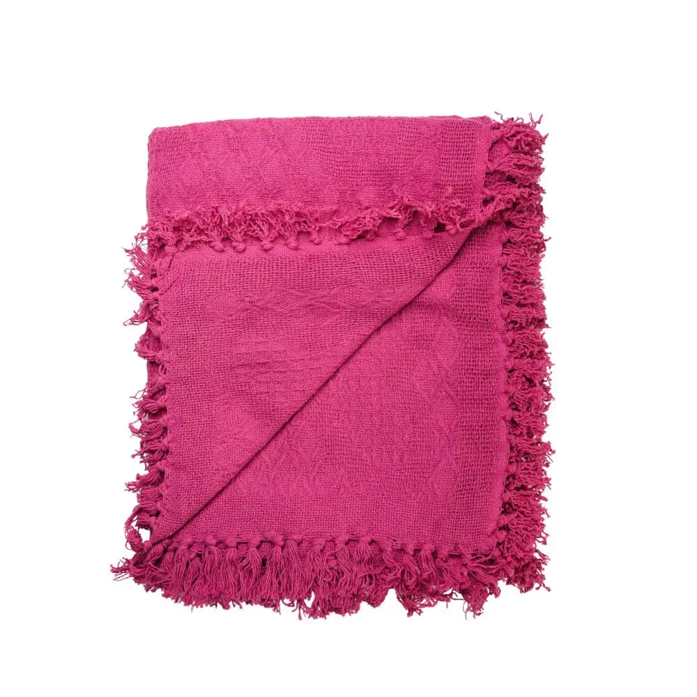 Accent Linen - Cotton Throw - Heart Weave - Pink/fuchsia