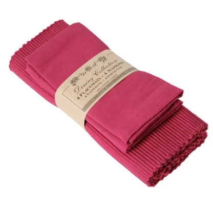 Accent Linen - Placemats 4 + Napkins Set - Magenta