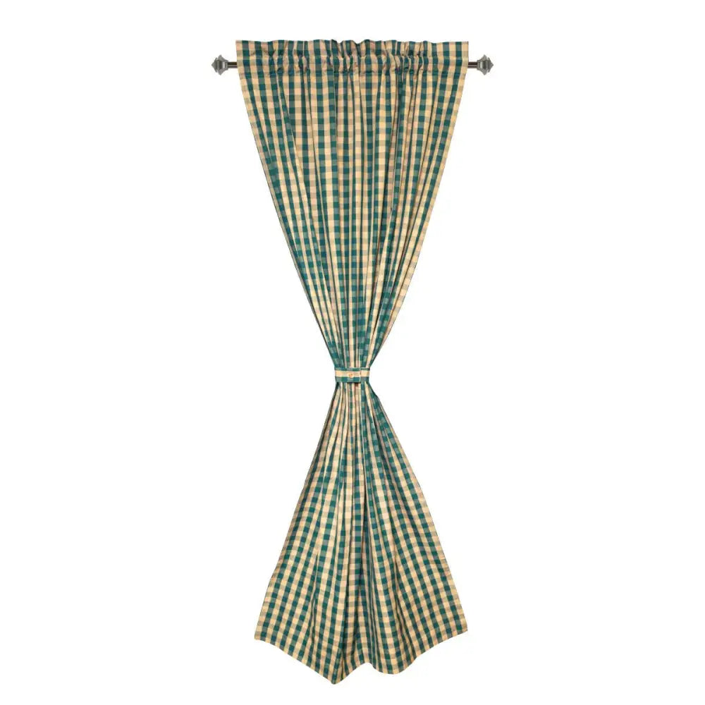 Accent Linen - Rod Pocket Curtain - Green Check