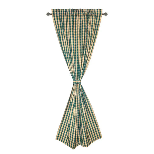 Accent Linen - Rod Pocket Curtain - Green Check