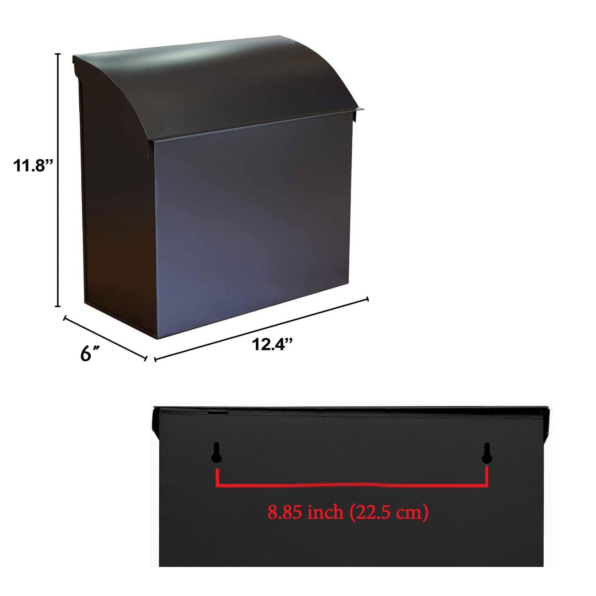 Baxter black mailbox open lid view - PABOOM