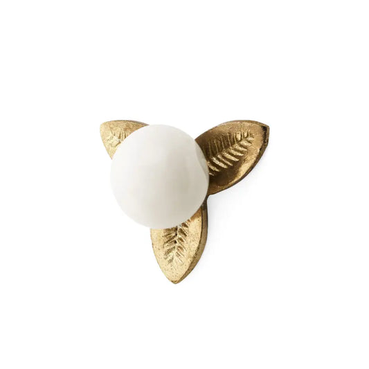 Brass + Taupe Flower Knob - PABOOM