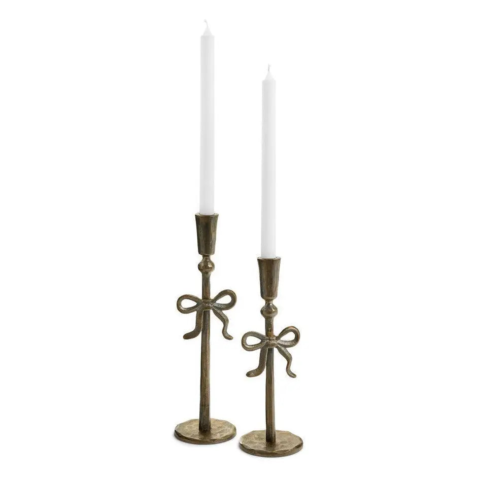 ADV - Candle Holder W/Bow Iron Antique Brass 3.5x12’’