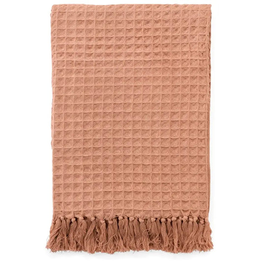 ADV - Cotton Waffle Throw Peachy Pink