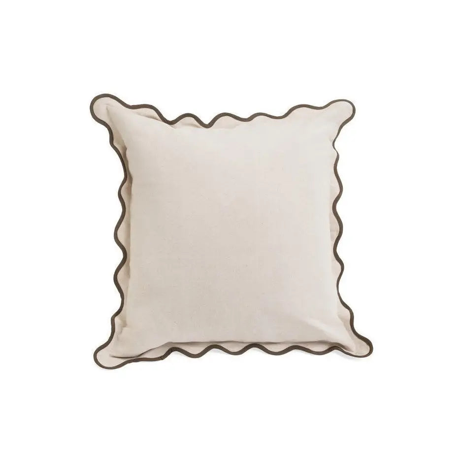 ADV - Flange Cotton Cushion Cream + Breen - light-colored square pillow dark brown