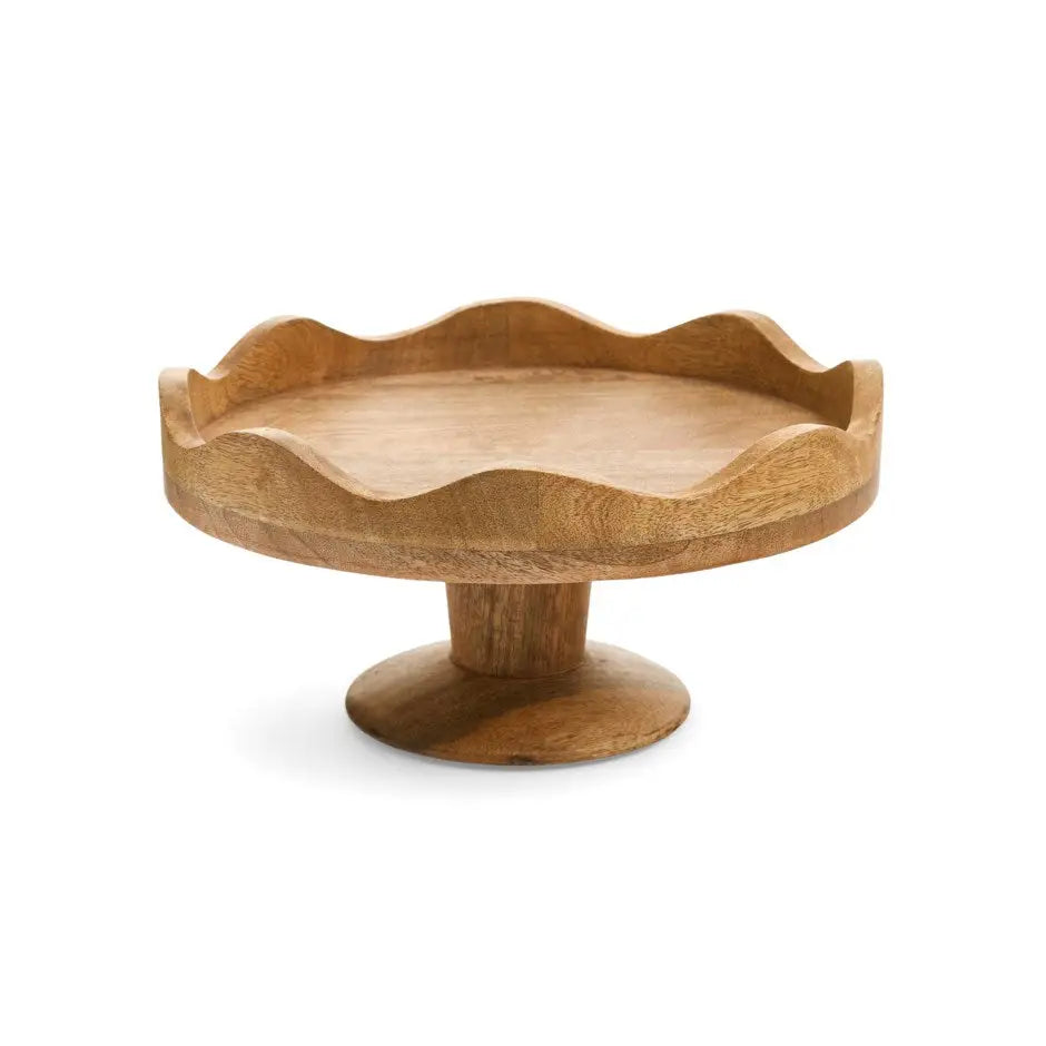 Mango Wood Wavy Edge Cake Stand - PABOOM