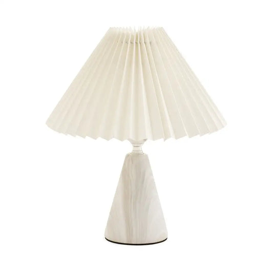 ADV - Marble Beige/White Table Lamp With Pleated Shade