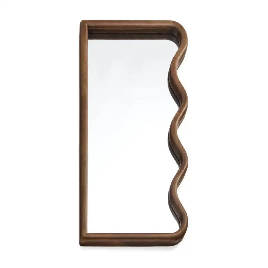 ADV - Mirror Hevea Wood Curvy Dark Walnut 16x31.5’’