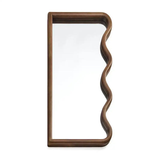 ADV - Mirror Hevea Wood Curvy Dark Walnut 16x31.5’’