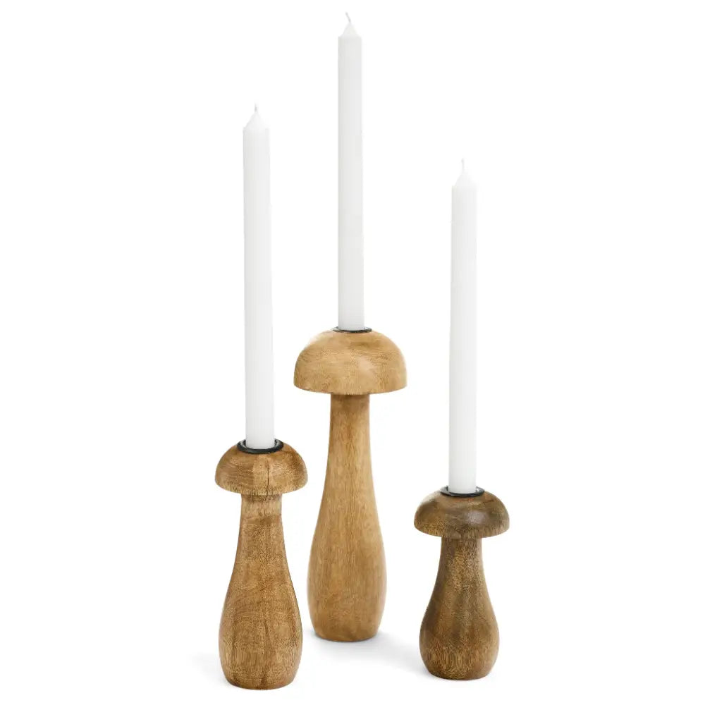 Mushroom Mango Wood Candle Holder 3x6” - PABOOM