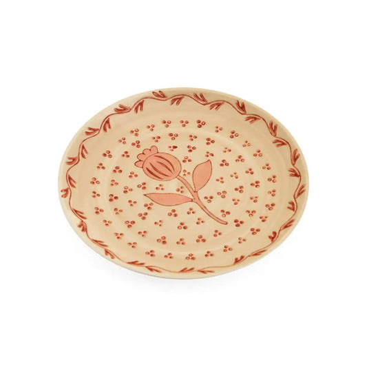 Plate Porcelain Painted White Cranberry 8x8” - PABOOM