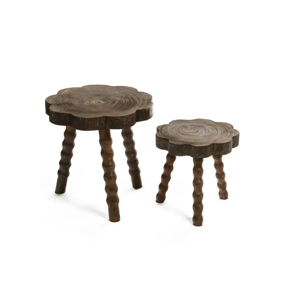 ADV - Table Paulownia Wood Scallop Top Bobbin Legs12x12’’