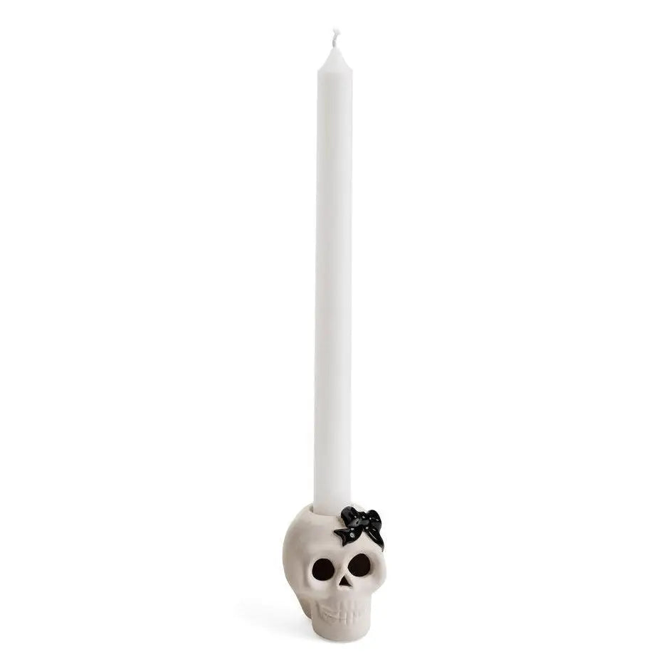 ADV - Taper Holder Skull w/Bow