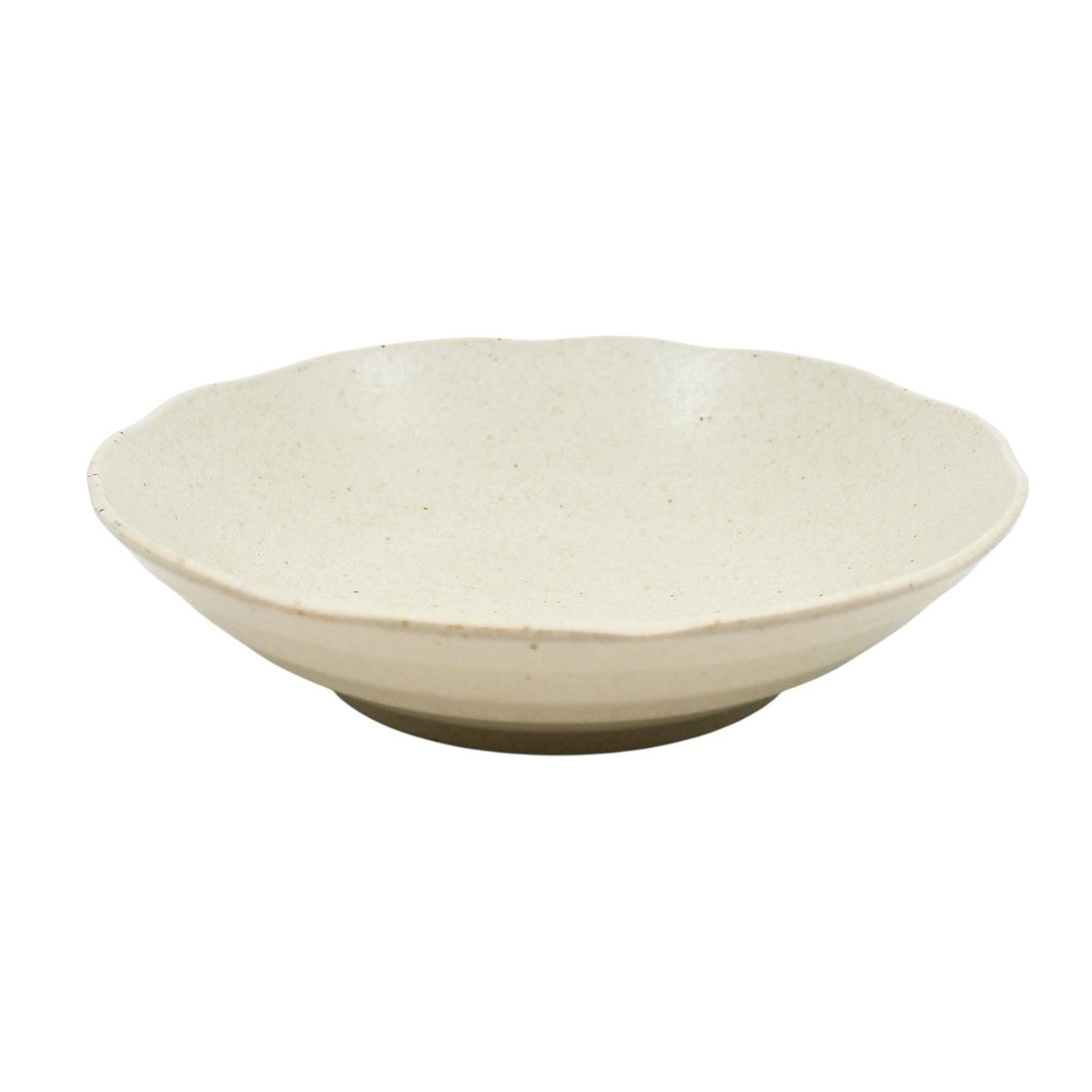 Speckled cream-white shallow bowl deep plate with wavy rim - PABOOM