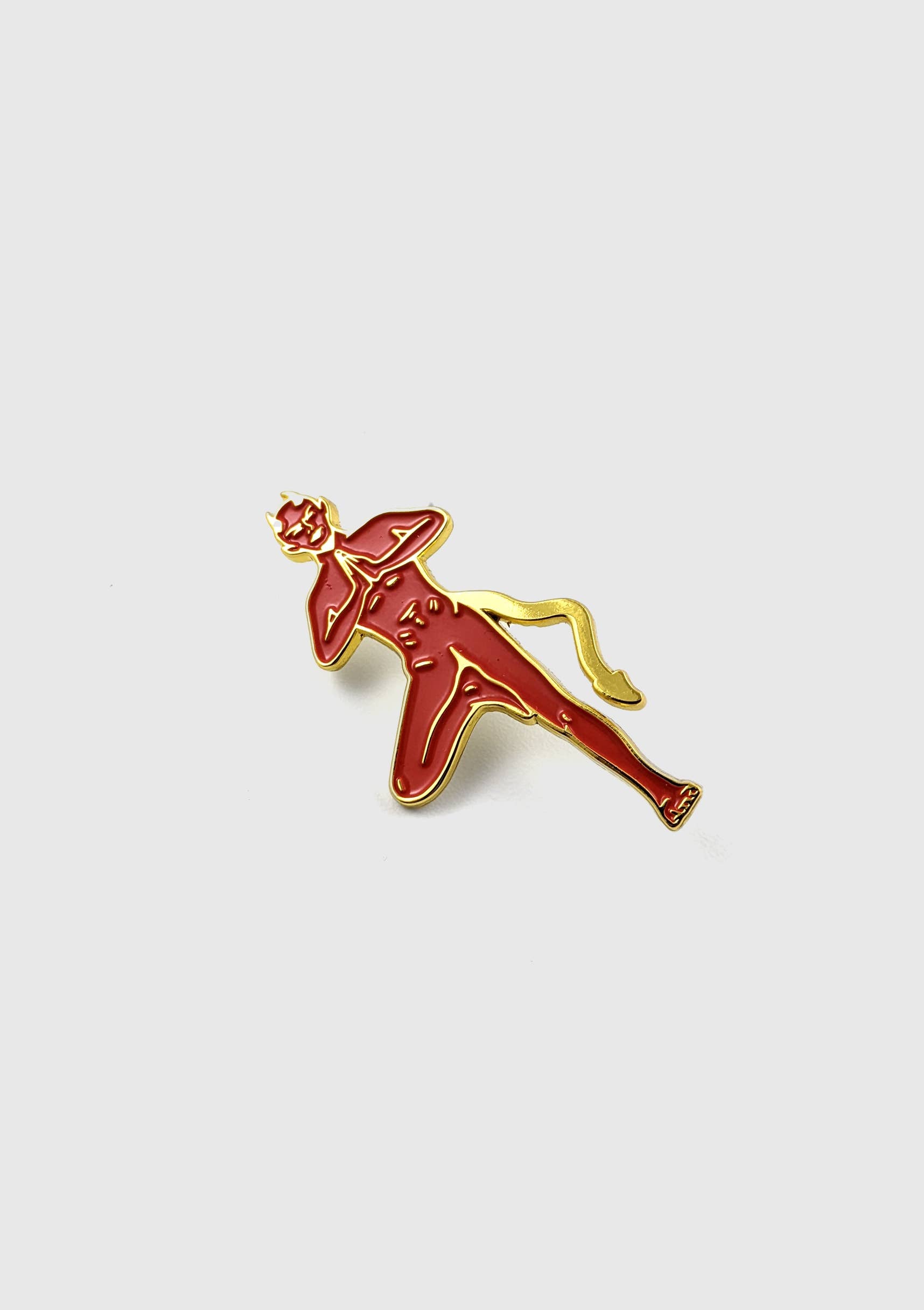 Back view of Satan's Yoga Pin showing dual rubber clutch backings - PABOOM