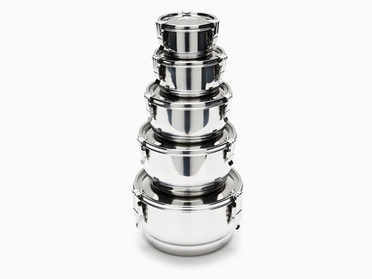 Onyx small stainless steel airtight container with lid open - PABOOM