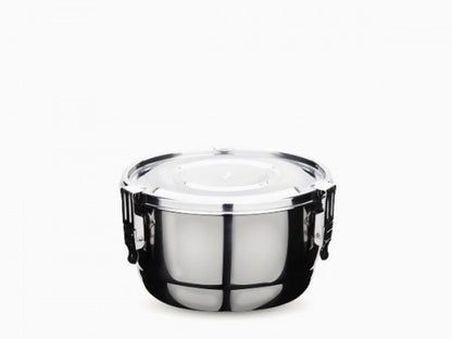 Onyx small round stainless steel airtight container with locking side clips - PABOOM