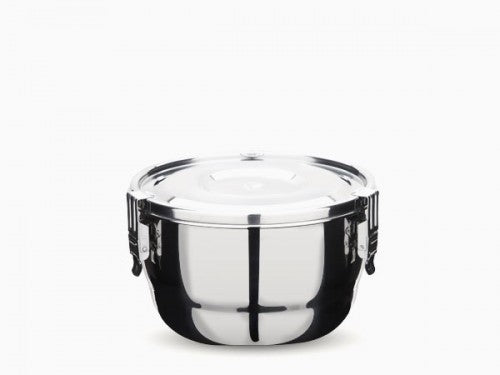 Onyx round stainless steel airtight container with locking side clips - PABOOM