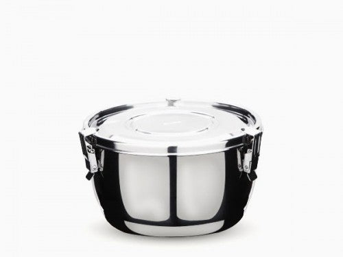 Onyx large round stainless steel airtight container with locking side clips - PABOOM