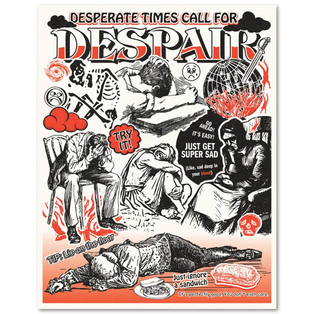 Arcane Bullshit - Despair Poster Black and red 11x14’’ risograph print