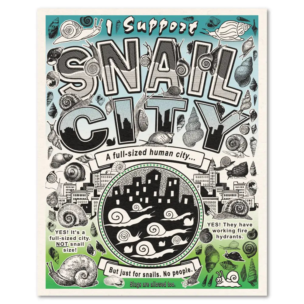 Arcane Bullshit - Snail City Poster 8’’x10’’ Risograph