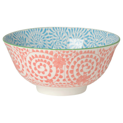 Orange and Blue Swirls Stamped Bowl
