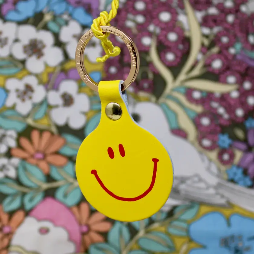 Feeling Lush Leather Smilie Key Fob Yellow - PABOOM