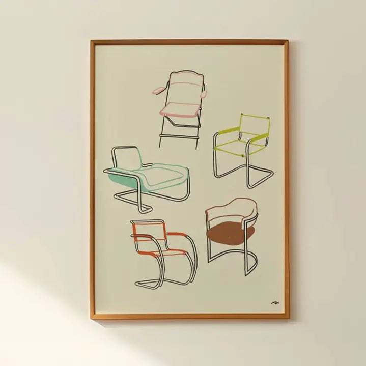 Mid Century Modern Chairs Art Print - PABOOM
