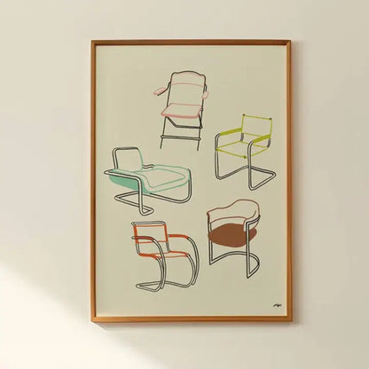Mid Century Modern Chairs Art Print - PABOOM