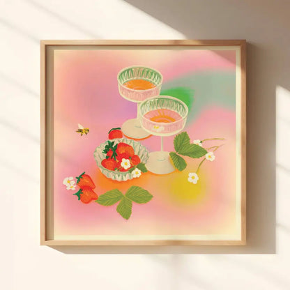 Strawberry Rainbow Cocktail Art Print - PABOOM