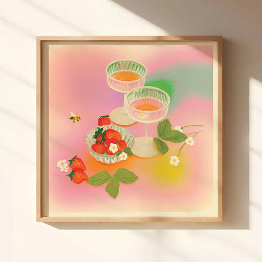 Strawberry Rainbow Cocktail Art Print - PABOOM