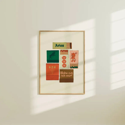 Artbaby & Co. - Zodiac Vintage Inspired Matchbook/Matchbox Prints 8x10 / Aries