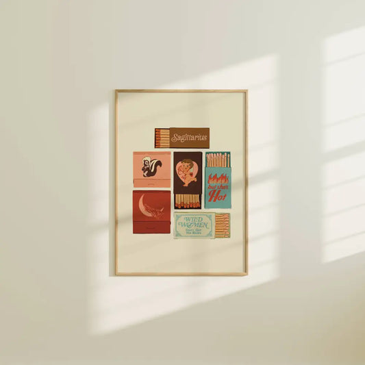 Artbaby & Co. - Zodiac Vintage Inspired Matchbook/Matchbox Prints 8x10 / Aries