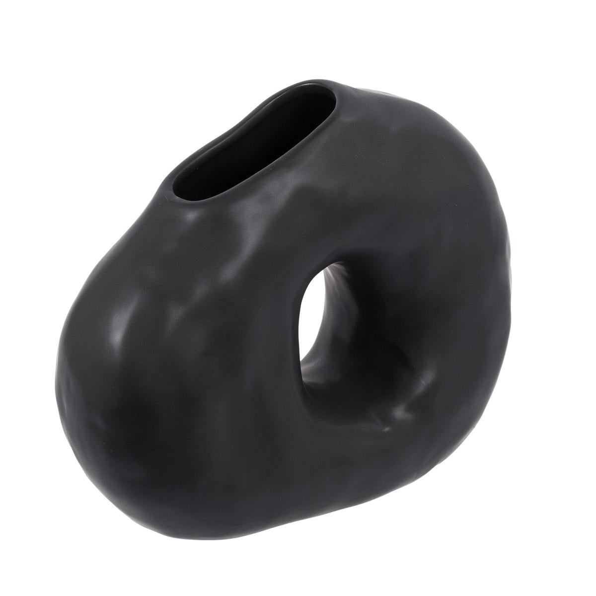 Matte Black Donut Vase