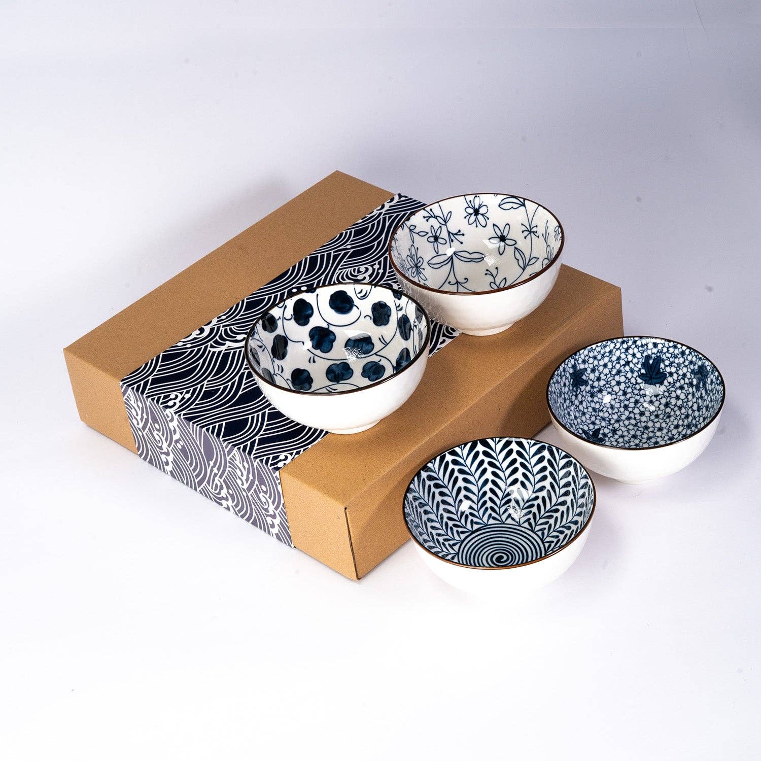 Nippon Blue rice bowl set arranged on a table setting