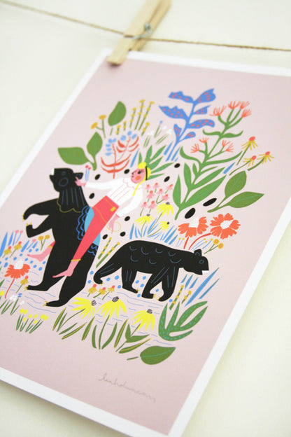 Bear Girl art print by Leah Duncan, detail view 1 — PABOOM