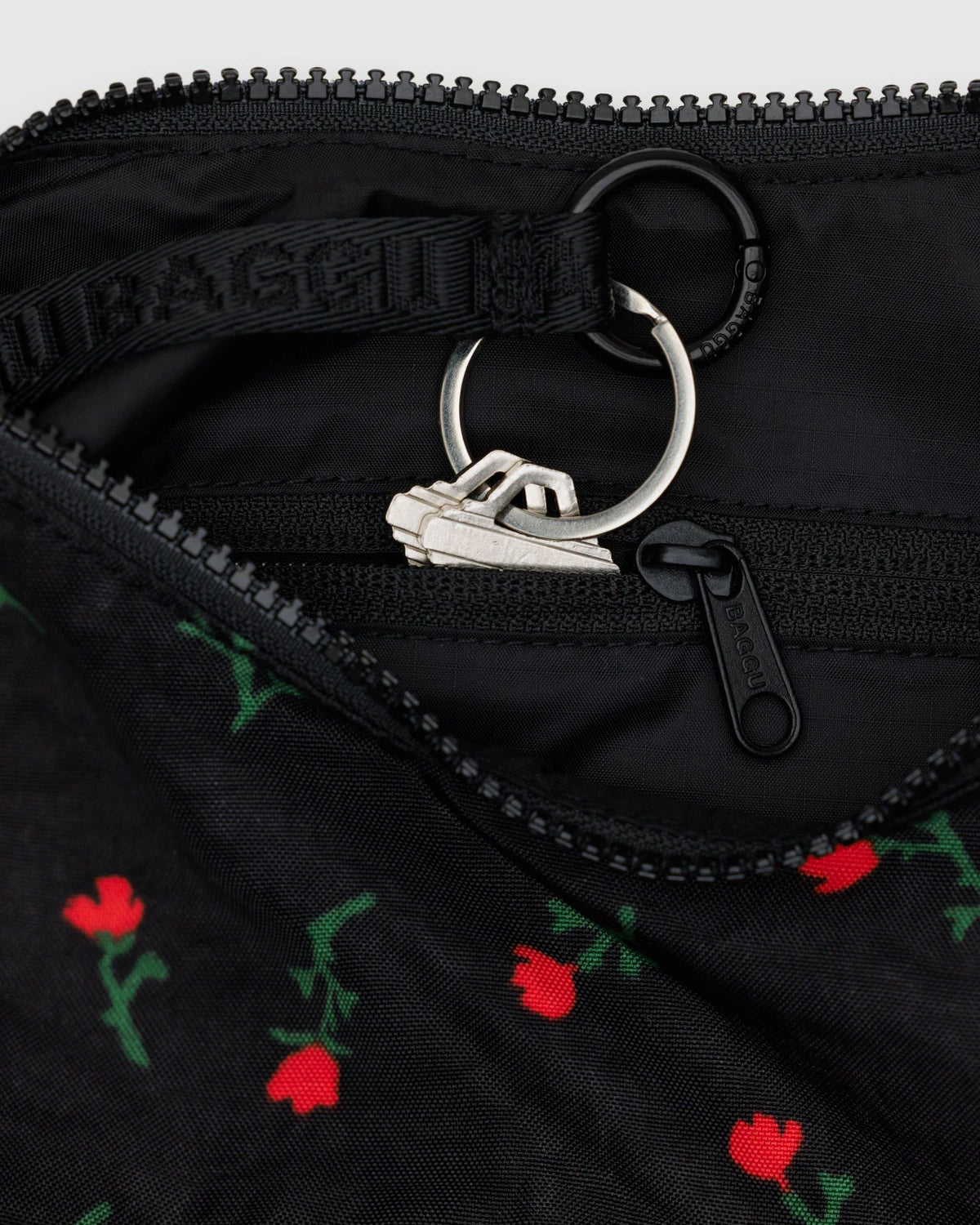 BAGGU Small Nylon Crescent Bag - Painted Wildflower