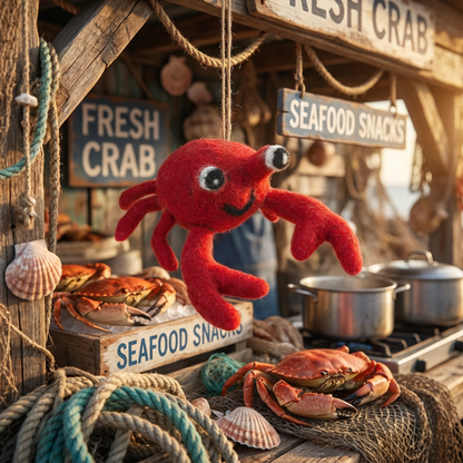 Handmade Felt Hanging Sebastian Crab Biodegradable Felt