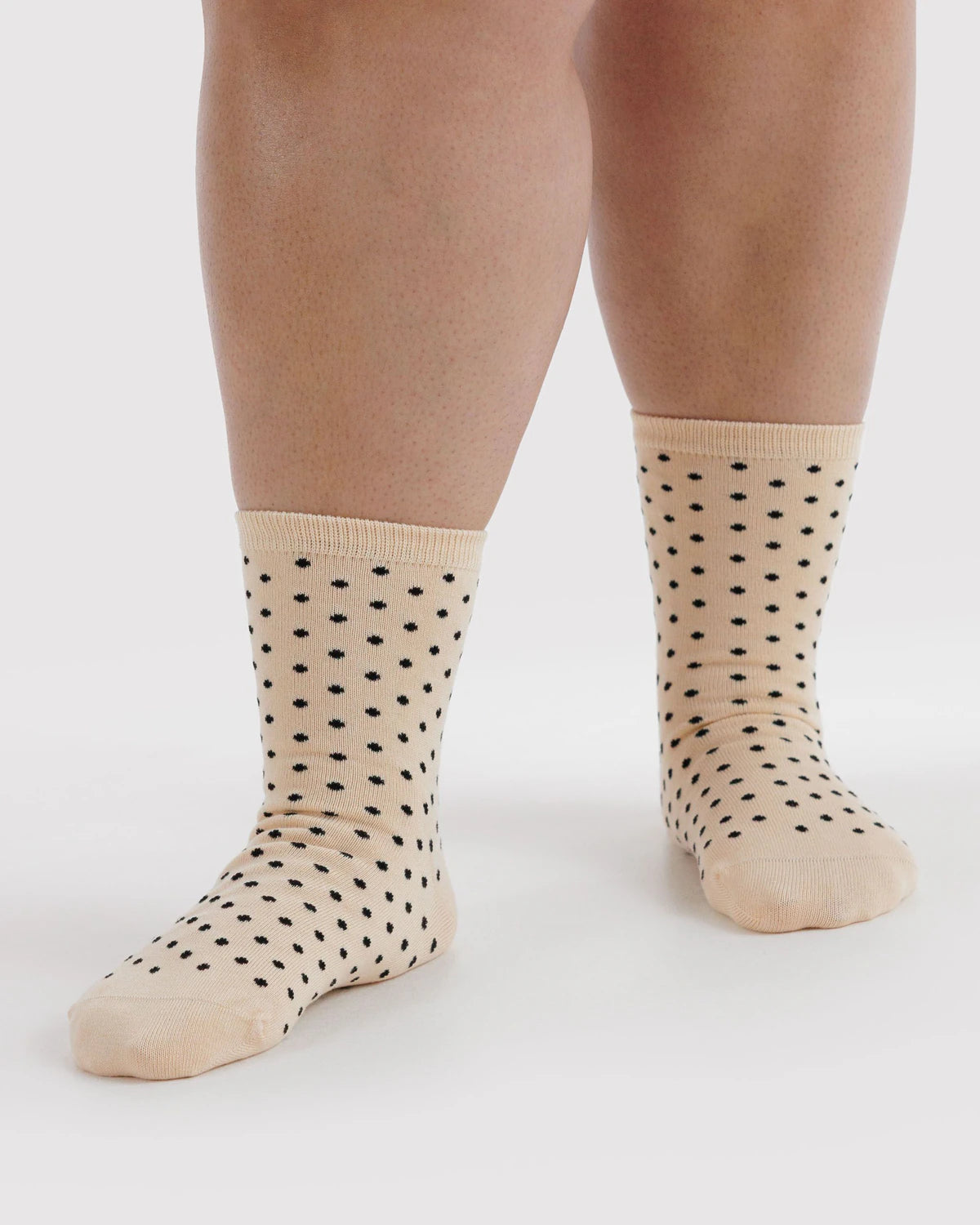 BAGGU Crew Sock - Micro Cream and Black Polka Dot