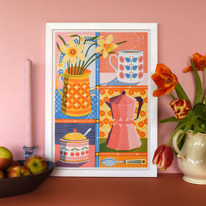 Coffee & Daffodil A3 Risograph Print