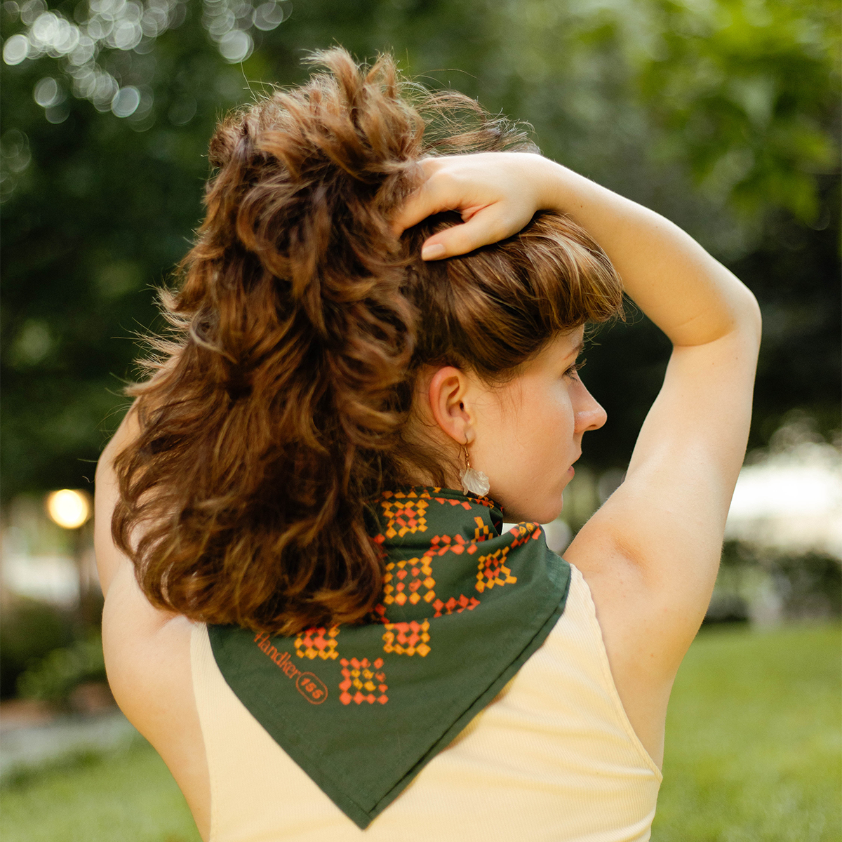 Royce Bandana tied around a backpack strap