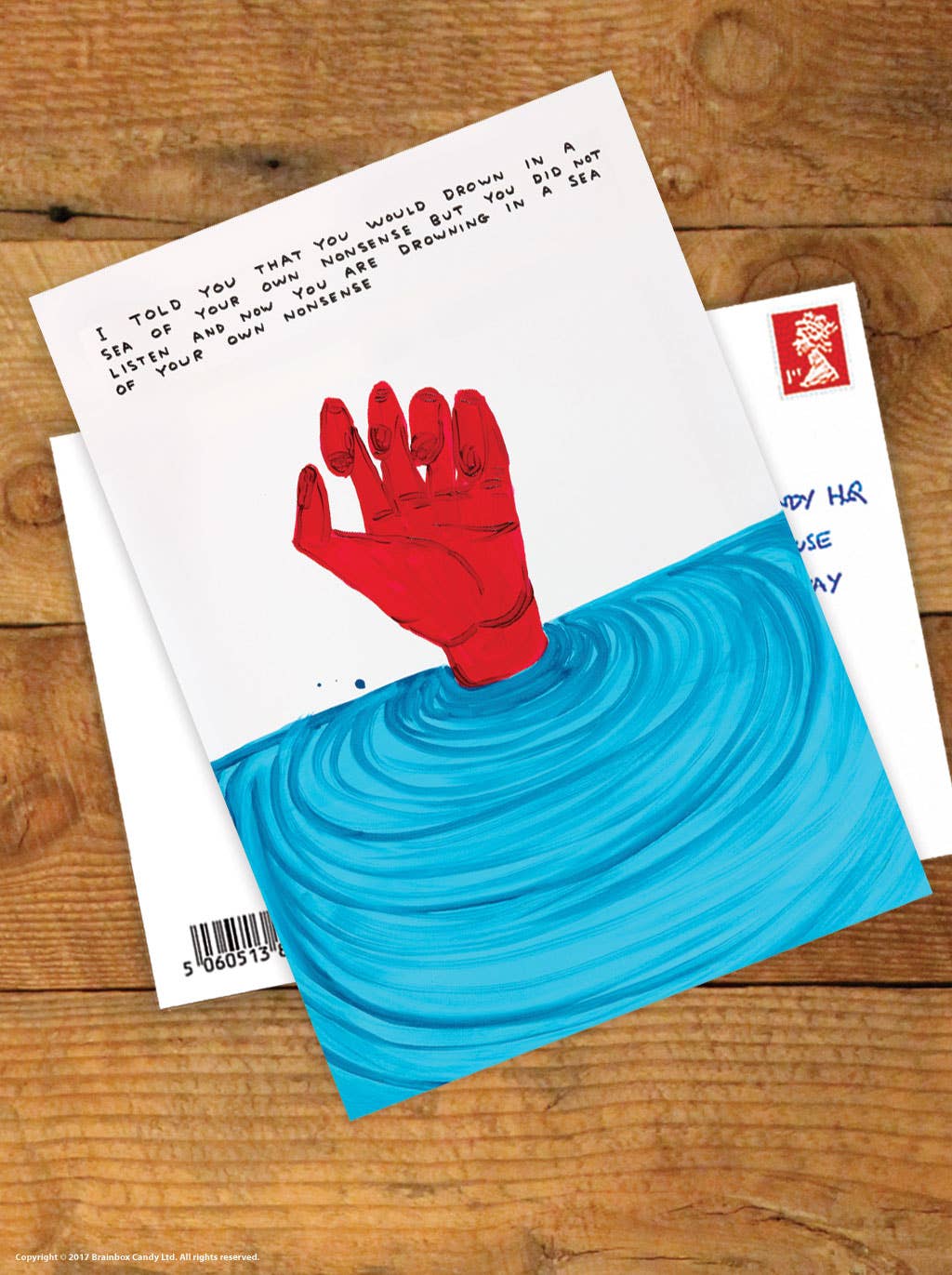 David Shrigley x Brainbox Candy I Told You art postcard, pack of 12 - PABOOM