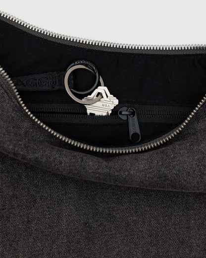 BAGGU Medium Nylon Crescent Bag - Washed Black Denim