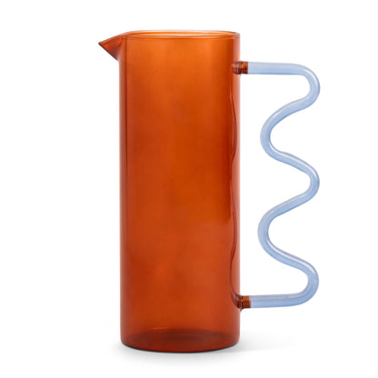 Squiggle Pitcher - Amber / Blue