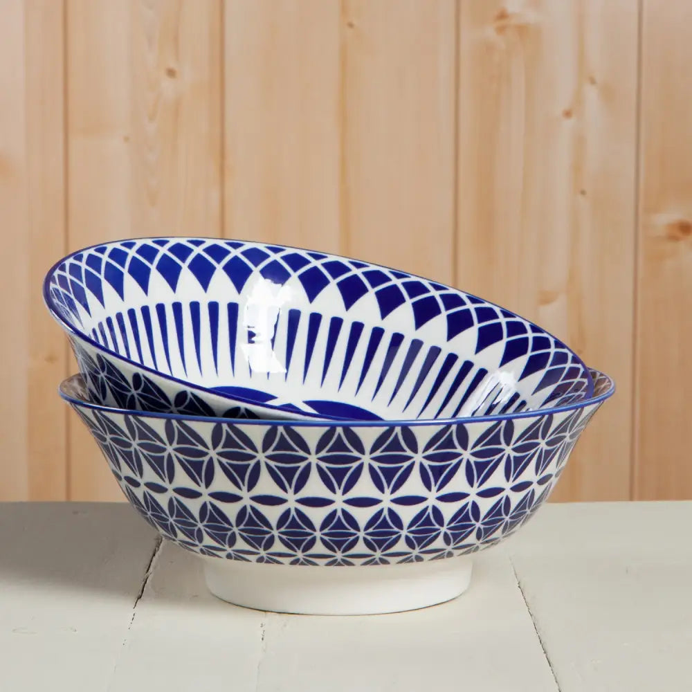 Danica - Geo Blue Stamped Bowl 8 inch