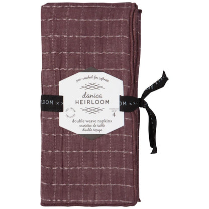 Ash Plum napkins shown unfolded to display the unbleached reverse side – PABOOM