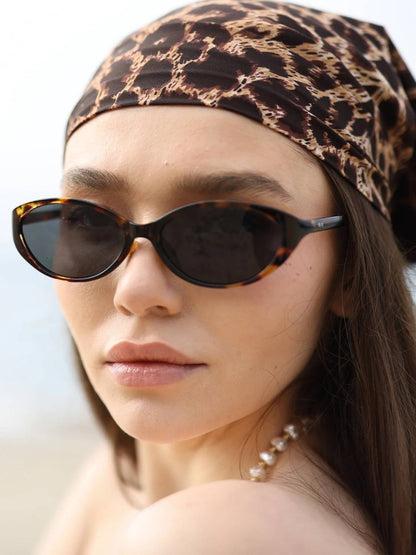 Soft Cat Eye Oval Sunglasses - Tortoise / Green Lens