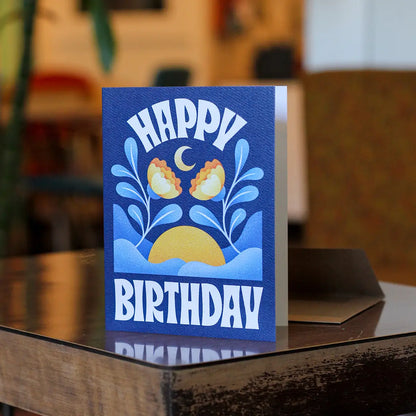 Blue Floral Birthday Card