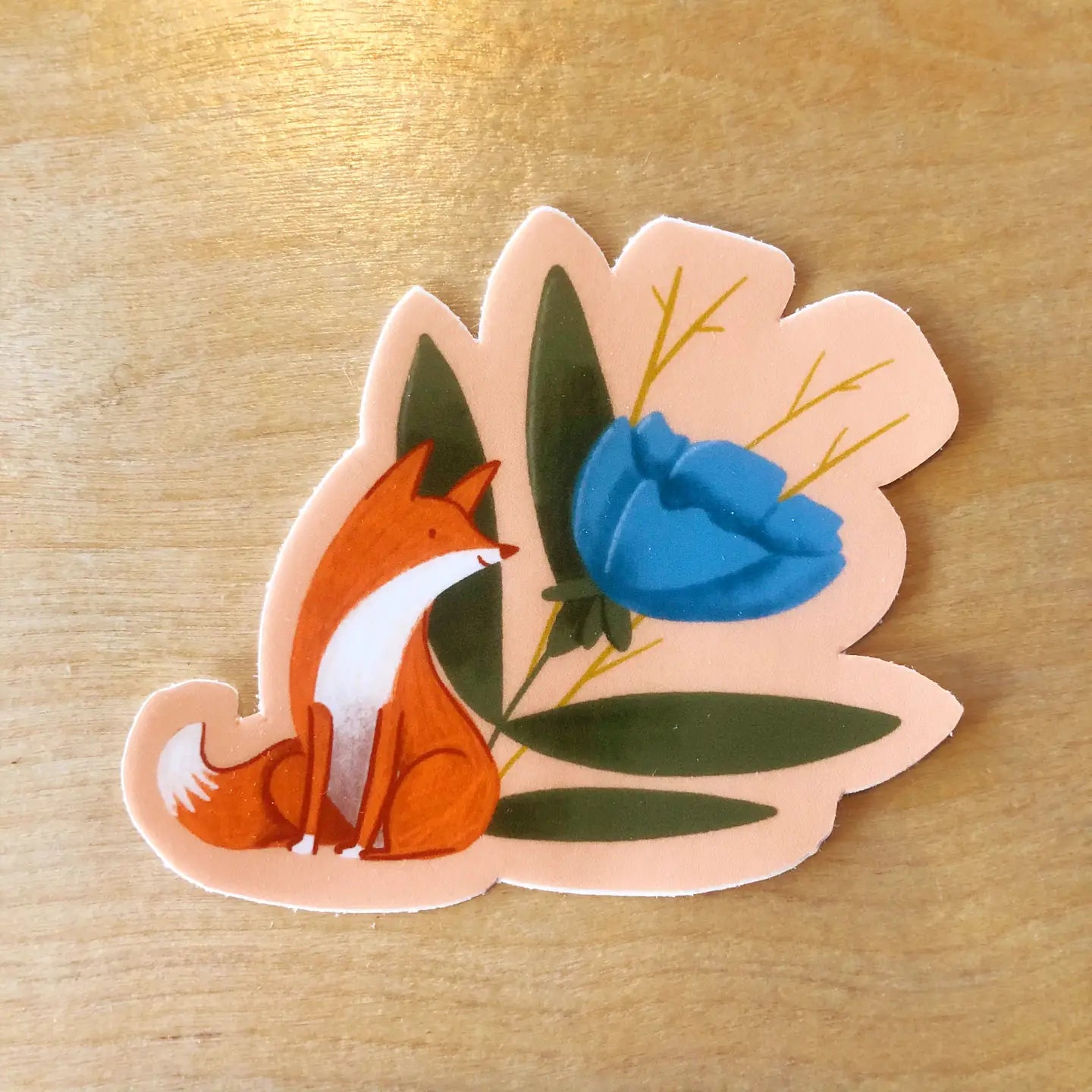 Fox and Flower Vinyl Sticker